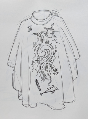 Drawing of a Priest's Cassock with Designs on it