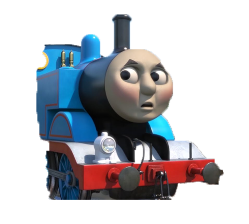 thomas the tank engine looking confused